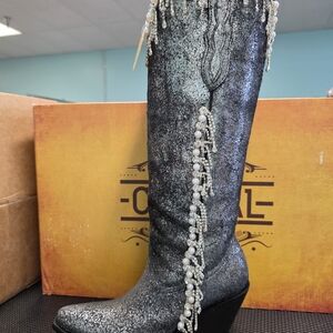 Corral Silver Glitter Wedge Boots